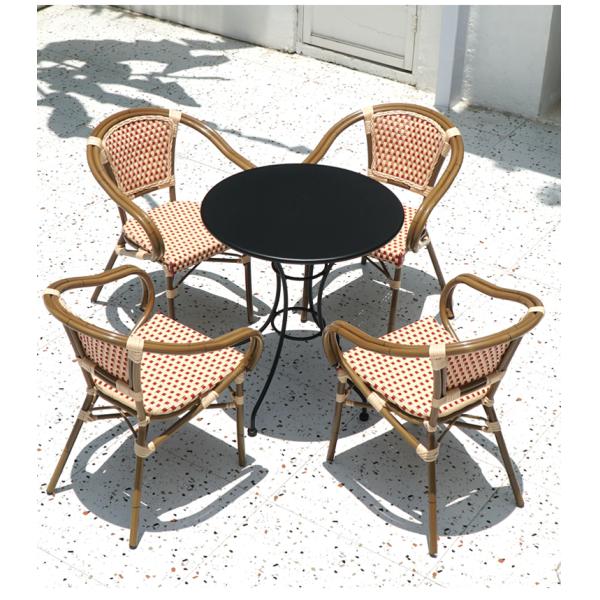 Cafe Garden Furnitures Black White Rattan Bamboo Dining Chairs