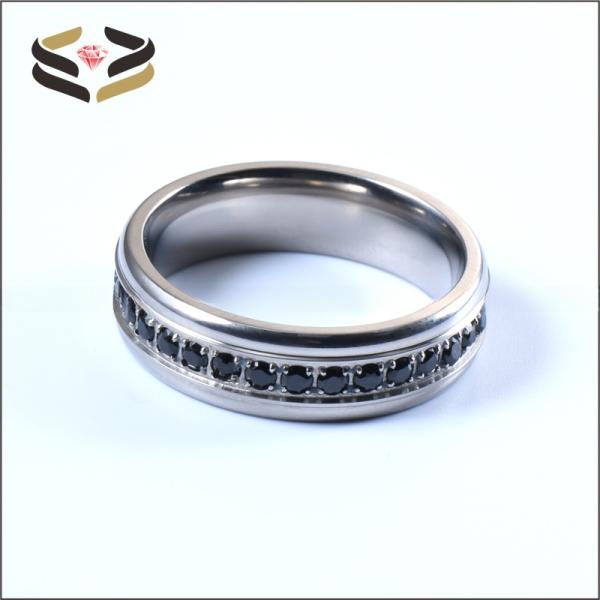 Anneaux de mariage en titane pour femmes 6 mm avec incrustation en zirconium noir