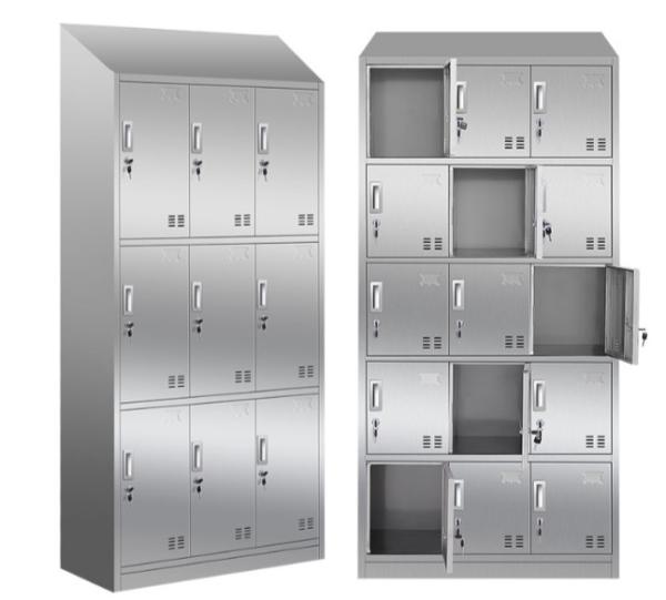 9 Compartments Doors Stainless Steel Storage Locker SS201 SS Bathroom Cabinet