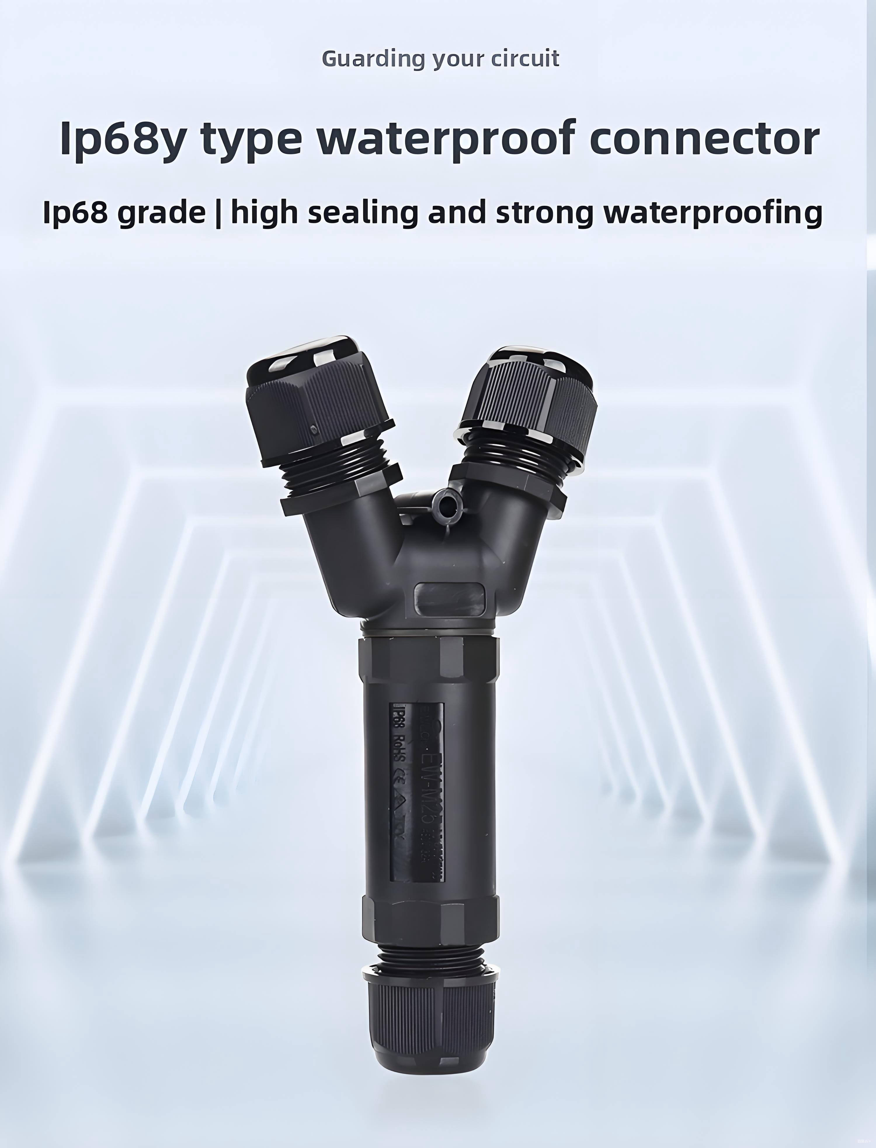 M25T Port 2Pin Waterproof Connector 1 in 2 out Feed Through Splitter