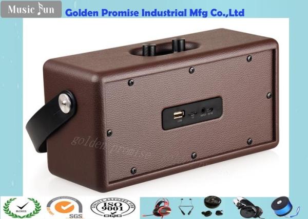 Fabric Cover Wooden Bluetooth Speaker Portable 8W Bi-Horn Wireless Hifi Speakers