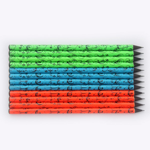 Presharpened 12pcs graphite pencil close top heat transfer black HB wood pencil
