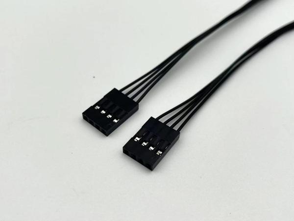 2.54mm Pitch 4 Pin Dupont Assemblage de câble UL1007 24awg Noir Longueur personnalisée