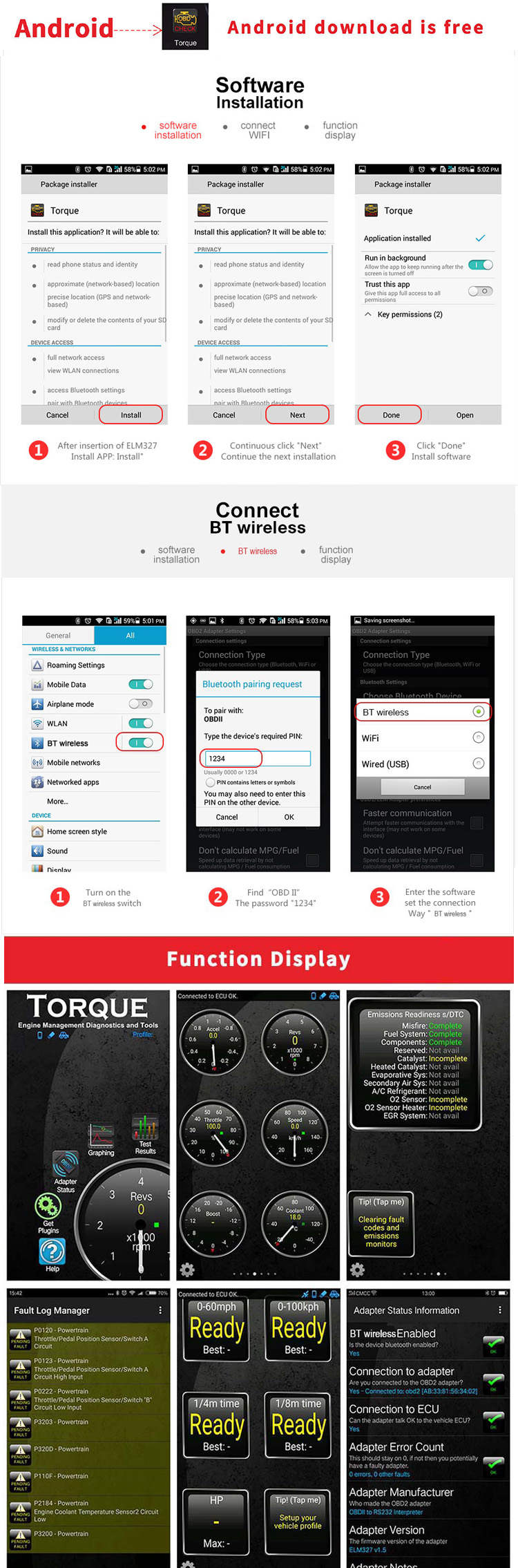 KONNWEI KW912 Bluetooth для тестера андроида ELM327 диагностического для всех автомобилей OBD2 12V