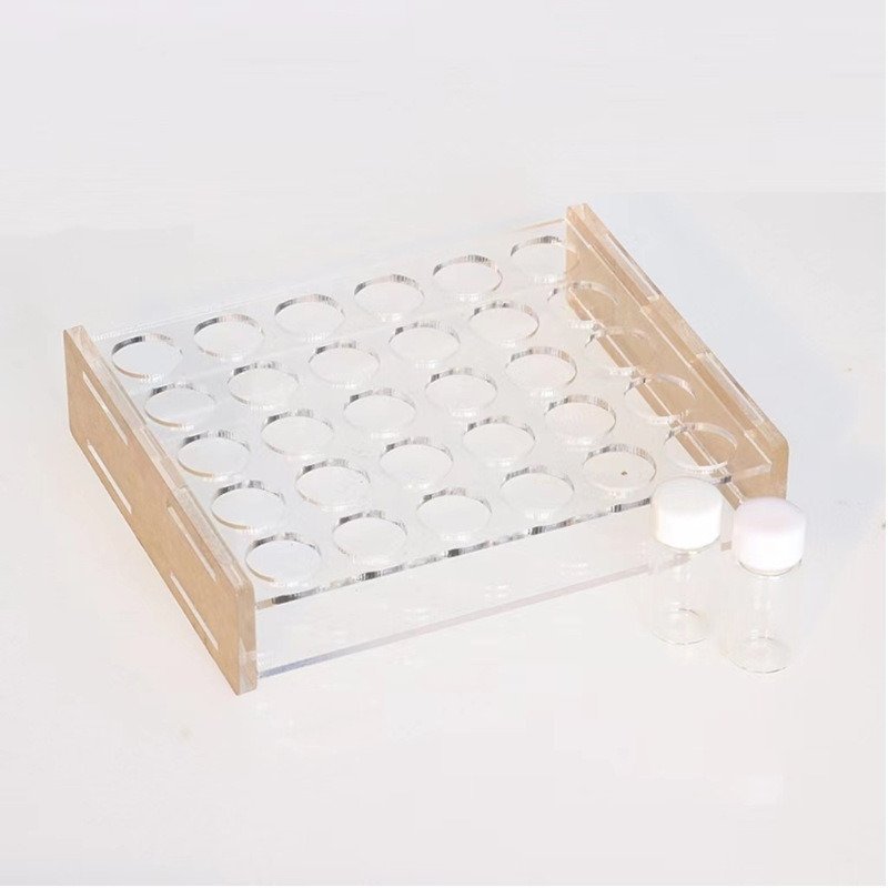 Factory Custom Durable Transparent Acrylic Test Tube Rack Clear Practical Lab Holder with Holes for Science Experiments