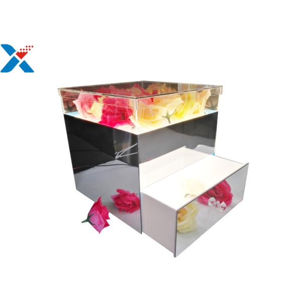 Mirror Acrylic LED Box With Drawer , Flowers Packing Mirror Flower Box