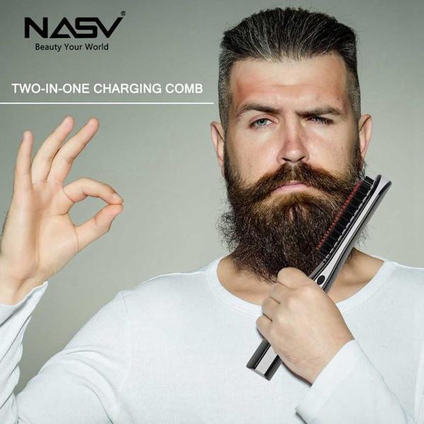 Ionic Hair / Beard Home Hair Straightener Brush Ceramic Heated LCD Digital Display