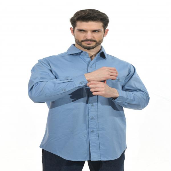 Twill рубашки 260gsm работы CFR кнопка FR рукава огнезамедлительного длинная вверх по рубашке