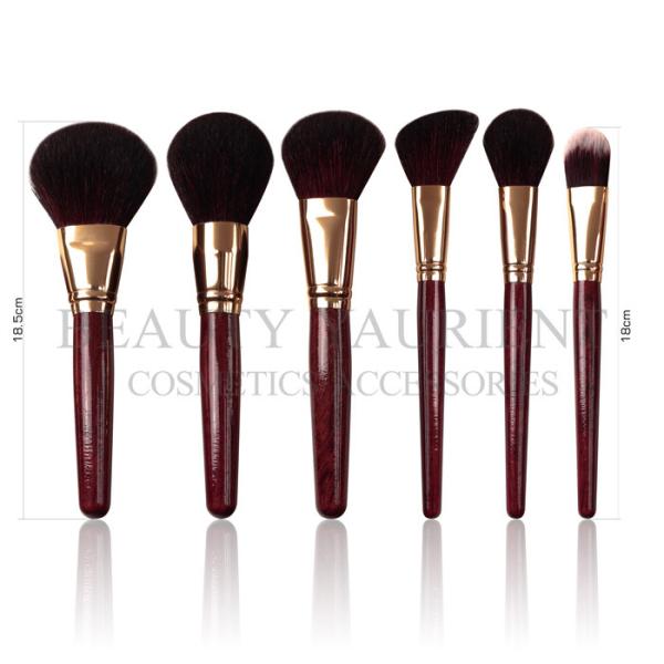 Customizable Logo 7pcs Face Makeup Brush Set Red Wine Wooden Vegan Natural Hair