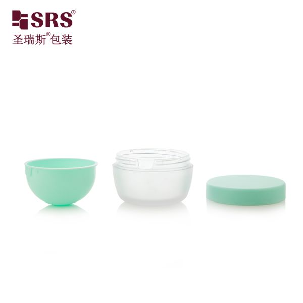 SRSJS 50g Special Shape PET Double Wall Cream Jar Container For Face Cream Customize Painting Frosted Matte Finished Jars
