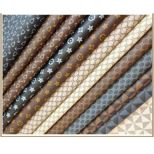 Vintage Letter Printed PVC Leather For Bags Soft Brush Bottom Eco Friendly