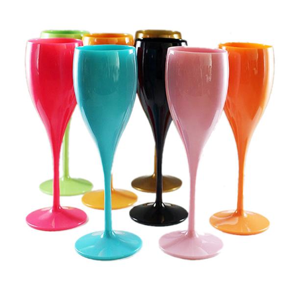 Green Perrier Jouet Polycarbonate Plastic Champagne Glasses Flutes For Tub Poolside