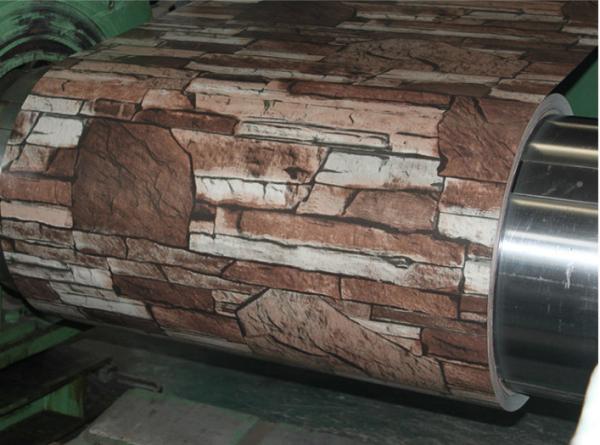JIS G3321 0.45mm Brick Grain PPGI PPGL Prepainted Galvalume Steel Coil Wall Cladding Usage 20 Years Warranty