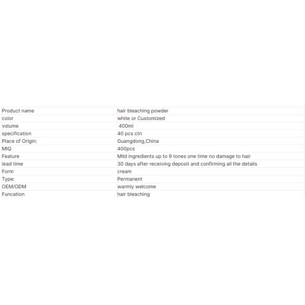 400ml Professional Hair Bleaching Cream For Men And Women Up To 9 Levels