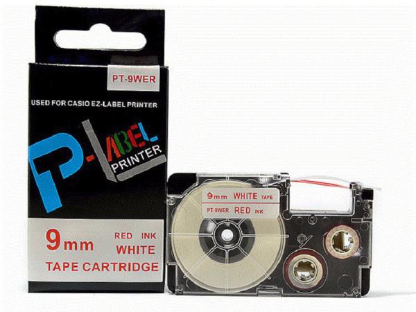 18 - 24mm Casio EZ Label Tape Cassette , Red On White Label Maker Cassette XR-6WER