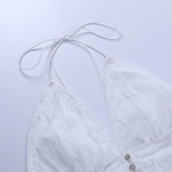 Summer Polyester Halter Women Crop Top White Black