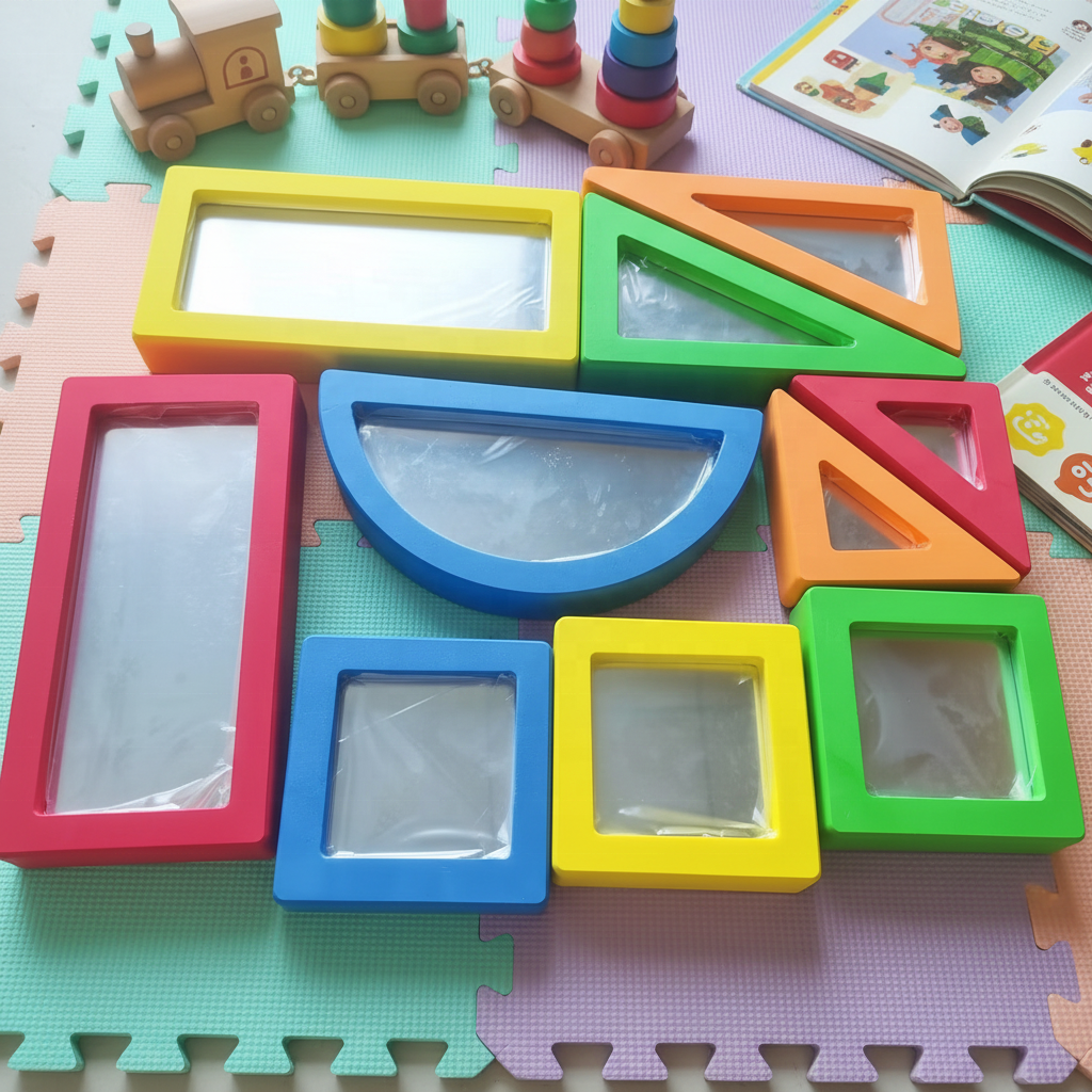 Soft Custom Die Cut Plastic EVA Framed Moulded Sensory Mirror Blocks For Kids Sensory Play