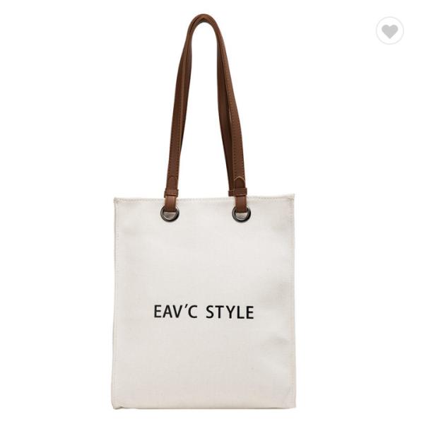 Women Customized Reusable Bags Canvas Tote Bag 10oz With Leather Handles Hot Sale Wholesale Eco-Friendly Canvas Tote Bag Custom Printing Logo Canvas Cotton Shopping Bag