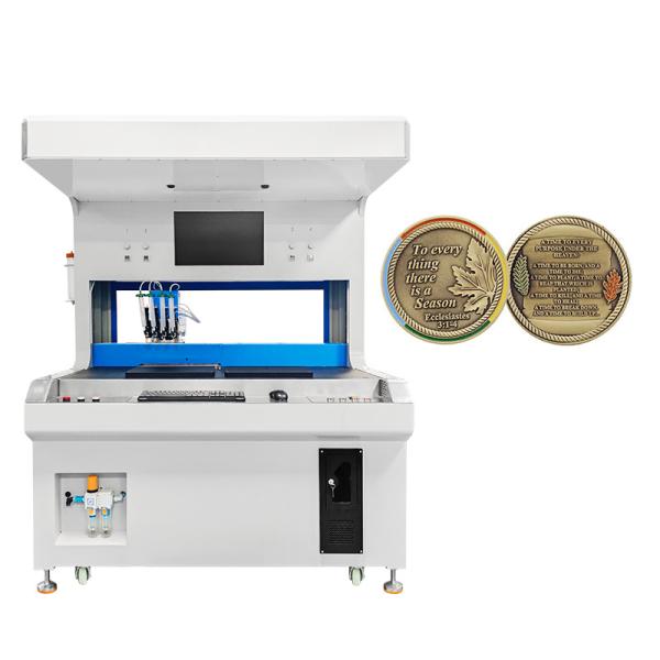 Automatic 4 Colors Two Stations Visual Enamel Dispensing Machine for Coloring Medal Keychains