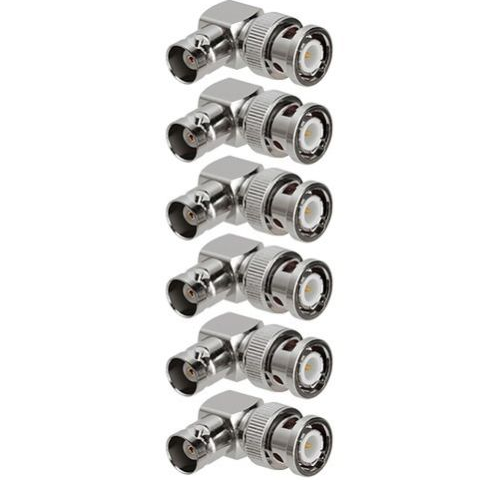 Silver Male Plug to BNC Female Jack CCTV Camera Video Adapter w/ 90 Degree Angle