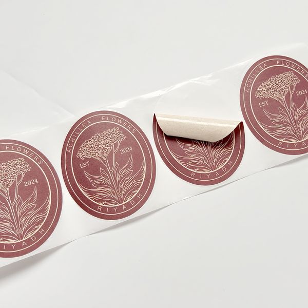 Customized Texture Paper Sticker Embossed Ellipse Label Roll Logo Design for Juice Food Cosmetic Glass Bottle