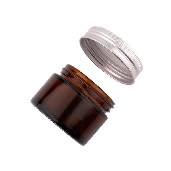 Ambar creme para corpo vazio frascos cosméticos para o rosto frasco de vidro creme com tampa de alumínio