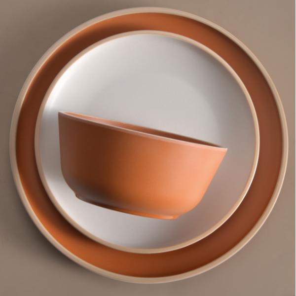 Gufaith Melamine Dinnerware Sets 12pcs, Plates and Bowls for 4, Unbreakable Dinnerware Sets, Ideal Dinnerware for Party,