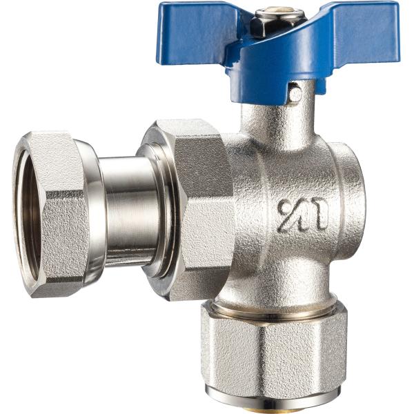 3614 3615 Angle Type Brass Ball Valve DN20 for AL-PL Pipe Connections with Flexible Male Nipple or Flexible Female Nut