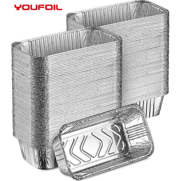 Envase de comida disponible de aluminio del papel del envase de la pared rectangular ligera de la arruga