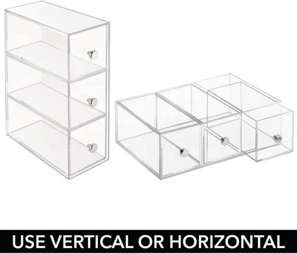 Stackable Acrylic Storage Boxes Stationery Storage Box Drawer Container 7x3.5x10inch