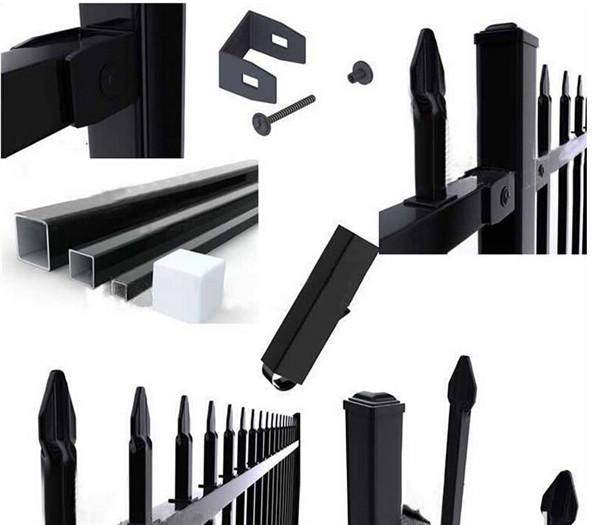 Cheap  Villa  2100x2400mm black tubular fencing galvanized for hot sale
