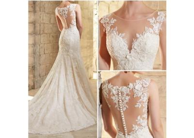 Ivory Flower Lace Fishtail Wedding Gown / Mermaid Lace Bridal Gowns