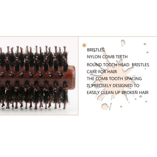 Natural Styling Anti Static Round Hair Curling Combs Set Of 3 With Wooden Handle