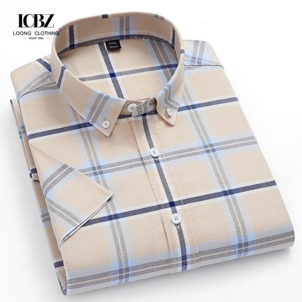 Casual Plaid Shirt 100% Cotton Oxford Cotton Anti-Wrinkle Breathable Thin Man Shirts