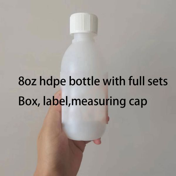 Freight Cost Pay 250ml 8oz HDPE Pharmaceutical Empty Syrup Bottles Toseina 2mgml Oral Solution Packaging Plastic Bottle