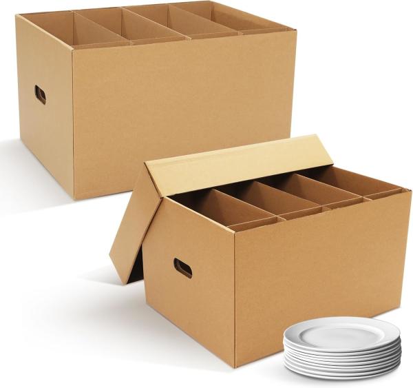 Moving Boxes With Reinforced Handle And Lids, Kitchen Moving Boxes with Reinforced Handle Lid Packing Supplies for Dishes and Glassware STOR/File Medium-Duty File Storage Boxes, FastFold