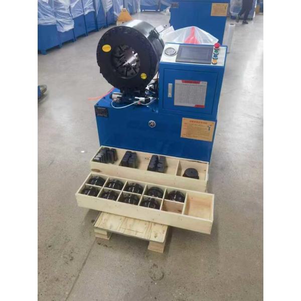 Hydraulic 3 Inch And 4 Inch Electric Shorter Model Button System Blue Color Industrial Braided Hose Crimping Machine 3kw Compact Structure