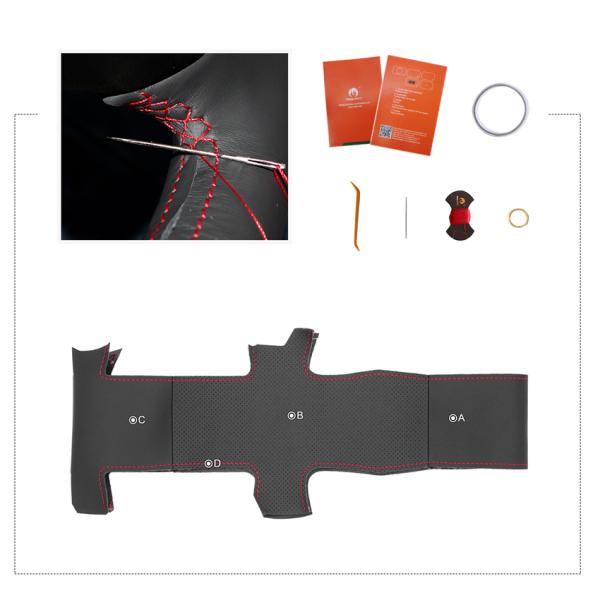 Custom Best Price Black Leather Hand Sewing Steering Wheel Cover For Renault Clio 3 2005 2006 2007 2008 2009 2010 2011 2012