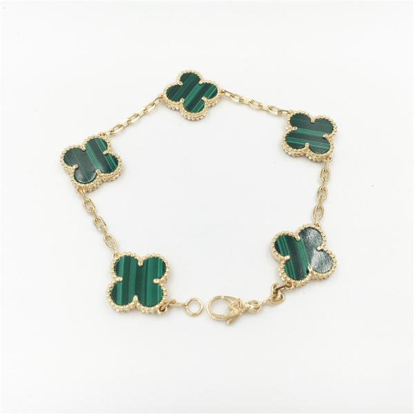 Van Cleef & Arpels Vintage Alhambra bracelet 5 motifs bracelet in yellow gold malachite