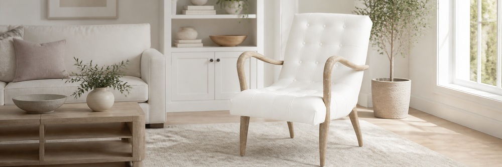 Transitional Tufted Upholstered Wood Armchair  LGW-405