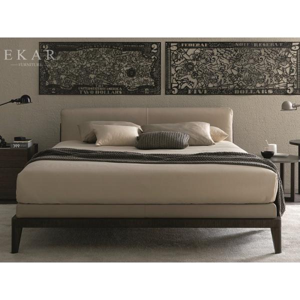 New Model Genuine Leather Simple Design Wooden Bed ZZ-BD011