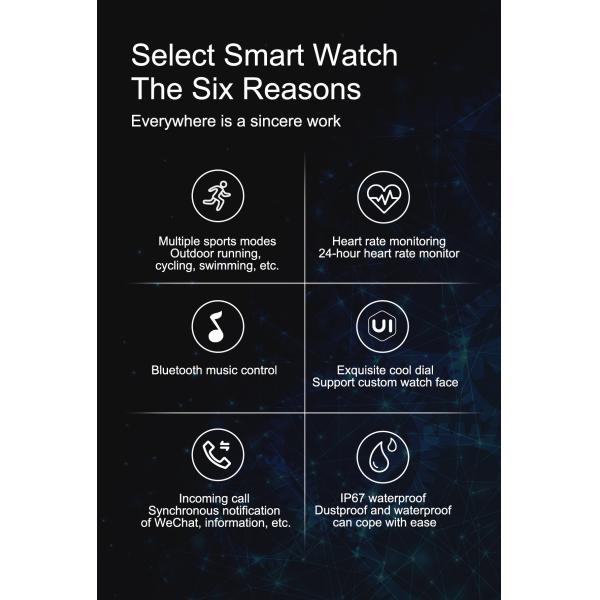 H80 RealTek 8762C отслежыватель деятельности при Smartwatch монитора кровяного давления 1,69 дюймов