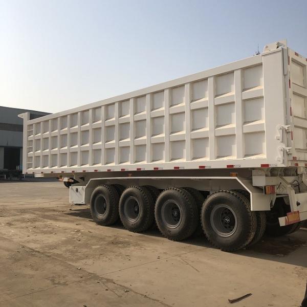 60T 80T Rear Dump Trailers , 4 Axle Rear Tipper Trailer 35m3 40m3