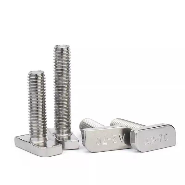 M8 M6 T Tracé de tête métallique 304 410 en acier inoxydable boulon plat pour profilé en aluminium