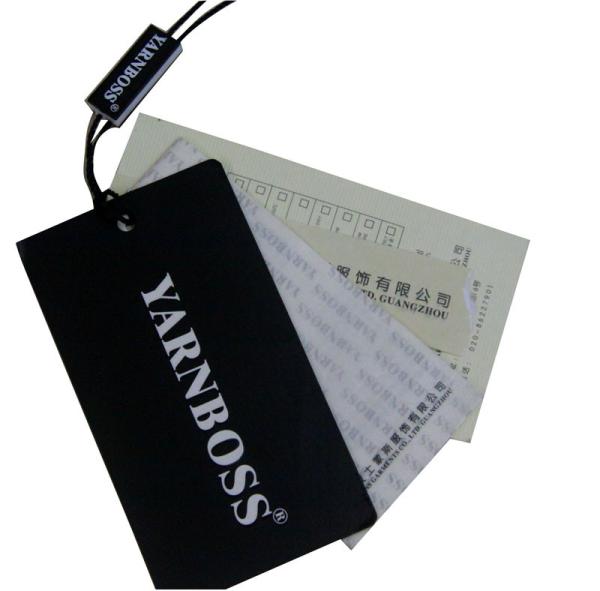 Recycle Paper Black Clothing Hang Tags Lazer Gold Foil Logo Personized Size