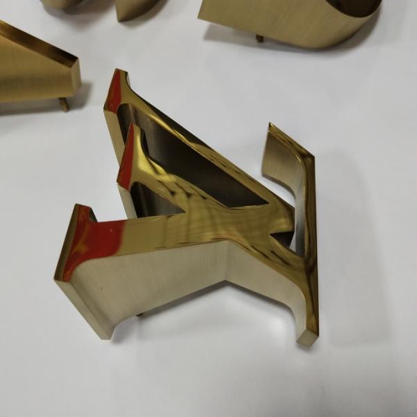 Electroplated brass 3D Stainless Steel Letters 40mm for Hospitals / Mall