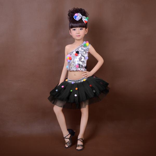 New style girl's sequins jazz performance stage dance costumes bitter fleabane gauze skirt