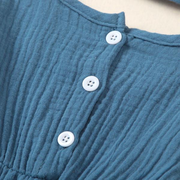 Wholesale baby summer Lace Ruffled muslin Buttons baby bodysuit with headwrap set