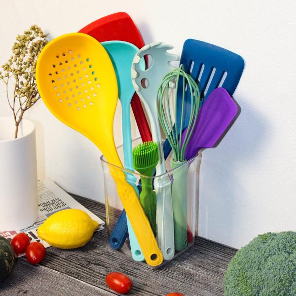 8 Pcs Nonstick Colored Slotted Spoon Silicone Kitchen Utensil Sets