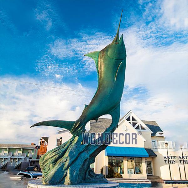 Décoration de poisson en métal extérieur Déco Life Size Bronze Blue Marlin Fish Statue à vendre